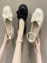 Giày Lolita Nữ Thắt Nơ Quai Ngọc , Giày búp bê nữ mũi tròn đế cao 5p (Form Rộng BB-0204